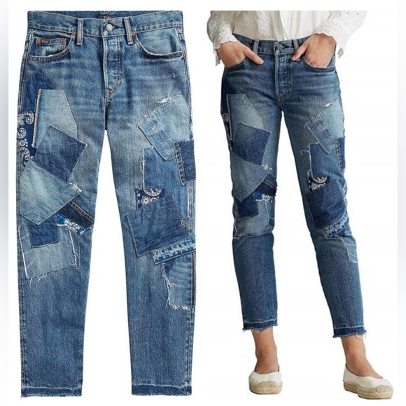 Polo Ralph Lauren Denim - Ralph Lauren Polo
Avery Boyfriend Crop Distressed
Patchwork Jeans size 27
